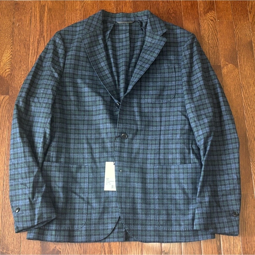 NWT Gant Blue Green Tattersall Unstructured Wool Jacket 38